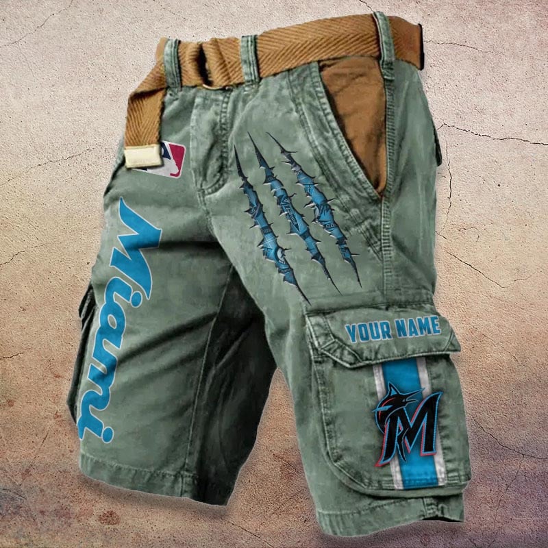 Sportswearmerch Miami Marlins MLB Denim Short For Fan