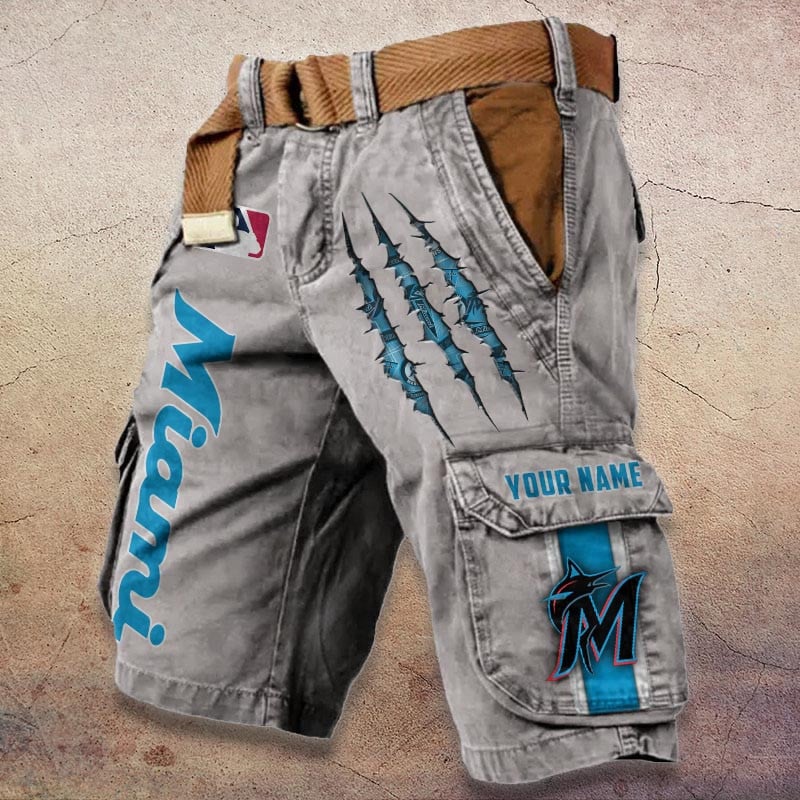 Sportswearmerch Miami Marlins MLB Denim Short For Fan