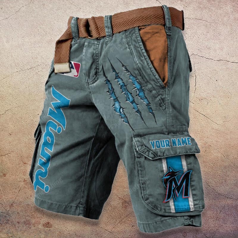 Sportswearmerch Miami Marlins MLB Denim Short For Fan