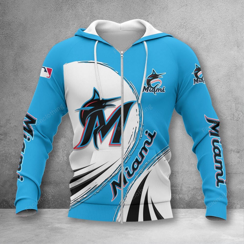 Sportswearmerch Miami Marlins MLB Personalized Zip Hoodie For Fan
