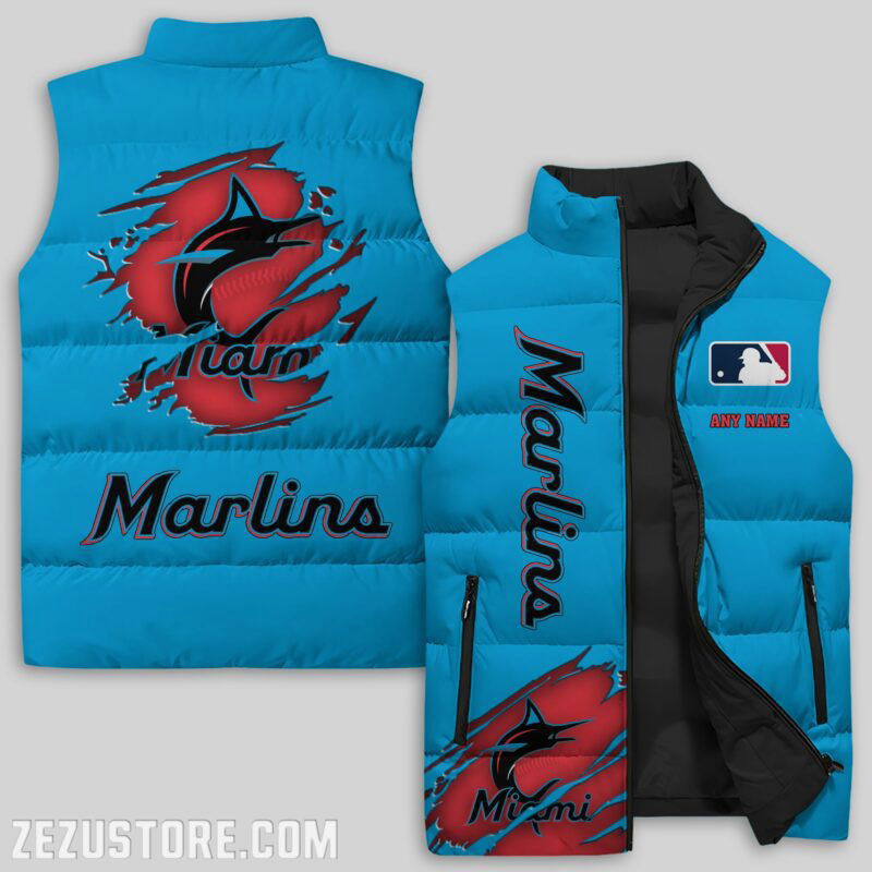 Sportswearmerch Miami Marlins MLB Sleeveless Puffer Jacket For Fans