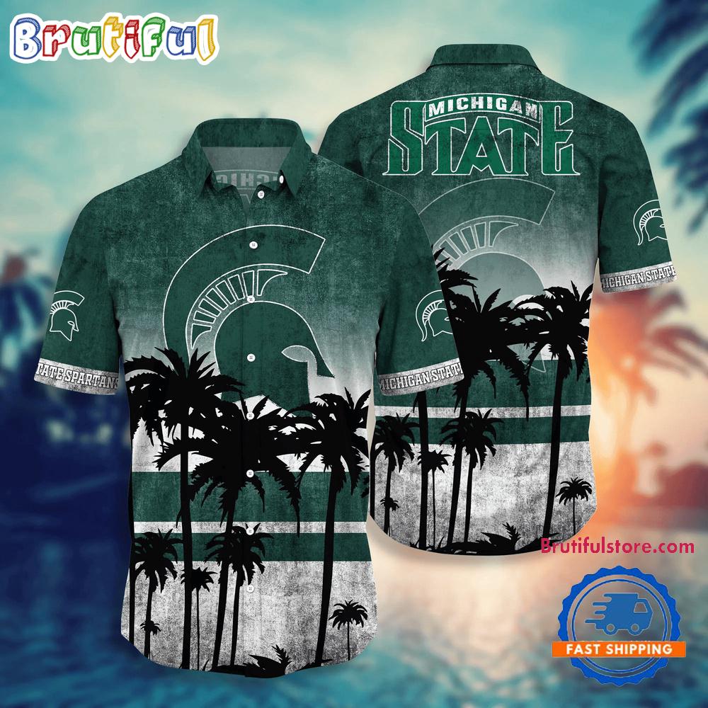 Sportswearmerch Michigan State Spartans NCAA Palm Tree Summer Beach Personalized Hawaiian Shirt For Fan