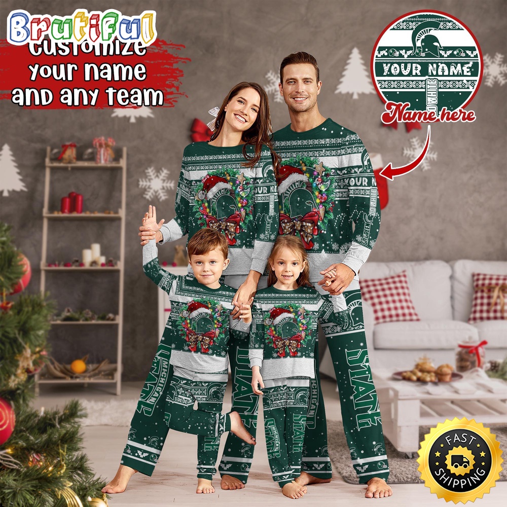 Sportswearmerch Michigan State Spartans NCAA Personalized Pajamas Family For Fan