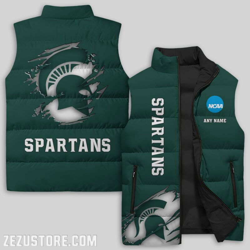 Sportswearmerch Michigan State Spartans NCAA Sleeveless Puffer Jacket For Fans