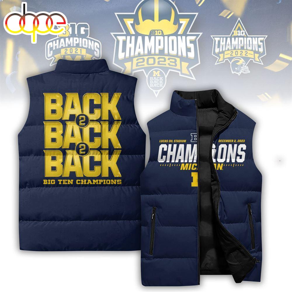 Sportswearmerch Michigan Wolverines NCAA 2023 Big Ten Conference Personalized Sleeveless Puffer Jacket For Fan