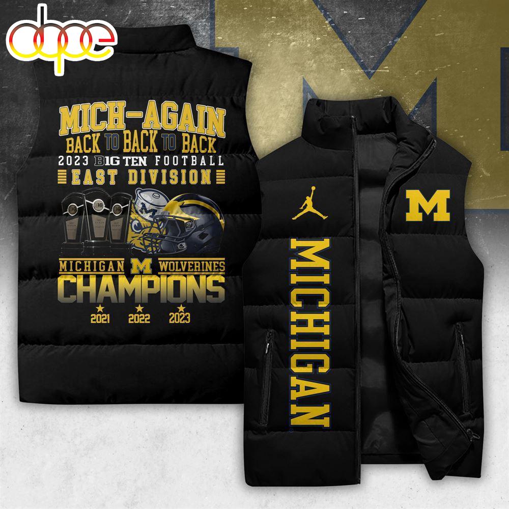 Sportswearmerch Michigan Wolverines NCAA 2023 Big Ten Football East Division Personalized Sleeveless Puffer Jacket For Fan