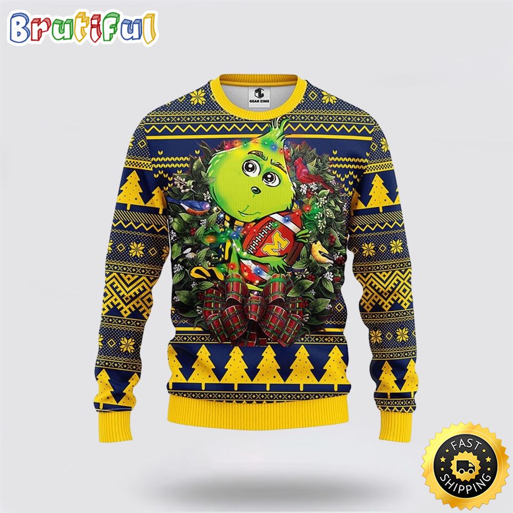 Sportswearmerch Michigan Wolverines NCAA And Grinch Christmas Sweater For Fan