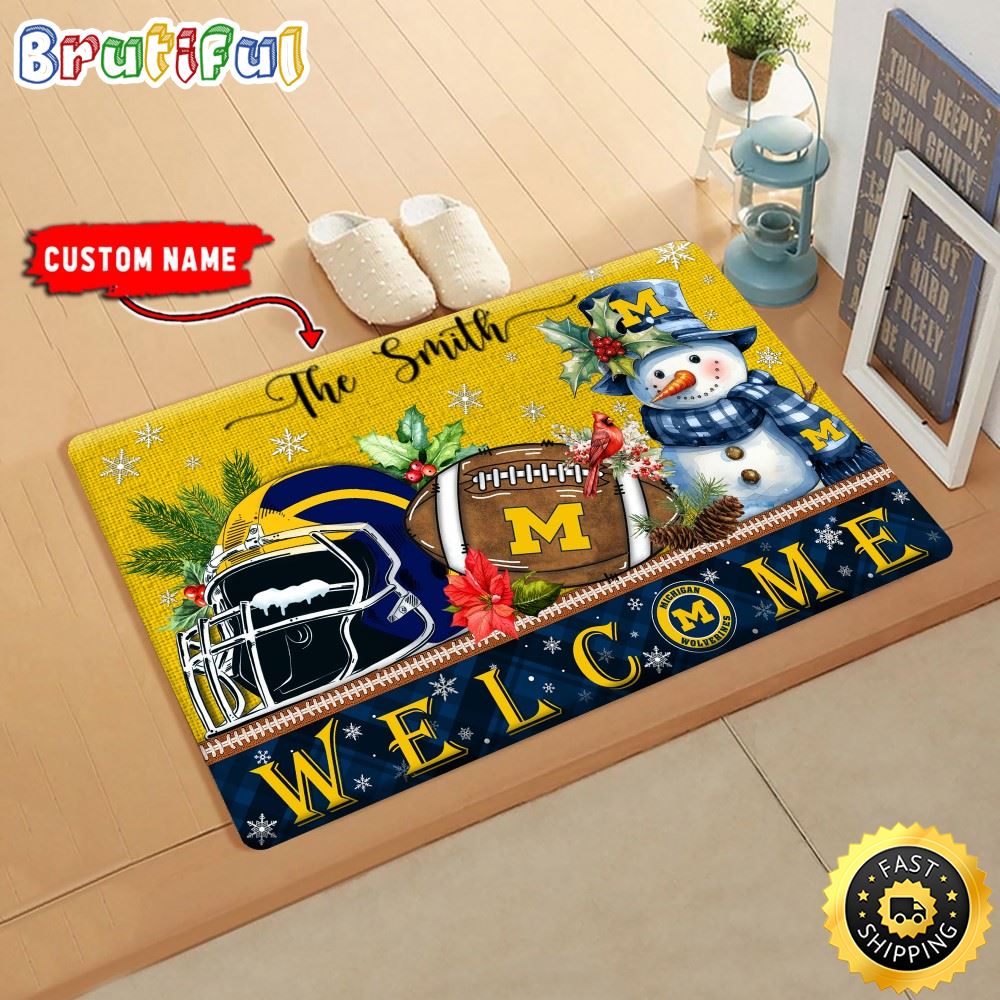 Sportswearmerch Michigan Wolverines NCAA Christmas Doormat For Fan