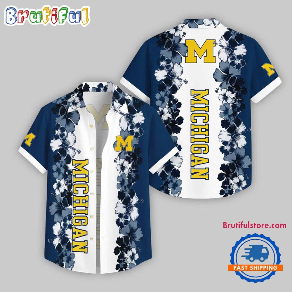 Sportswearmerch Michigan Wolverines NCAA Flower Pattern Summer Beach Personalized Hawaiian Shirt For Fan