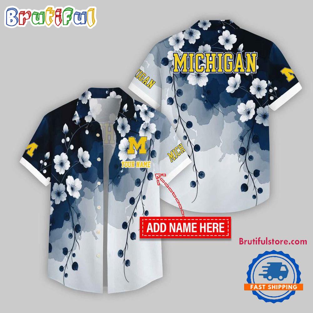 Sportswearmerch Michigan Wolverines NCAA Flower Pattern Trendy Summer Personalized Hawaiian Shirt For Fan