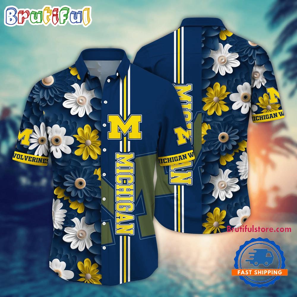 Sportswearmerch Michigan Wolverines NCAA Flower Summer Personalized Hawaiian Shirt For Fan