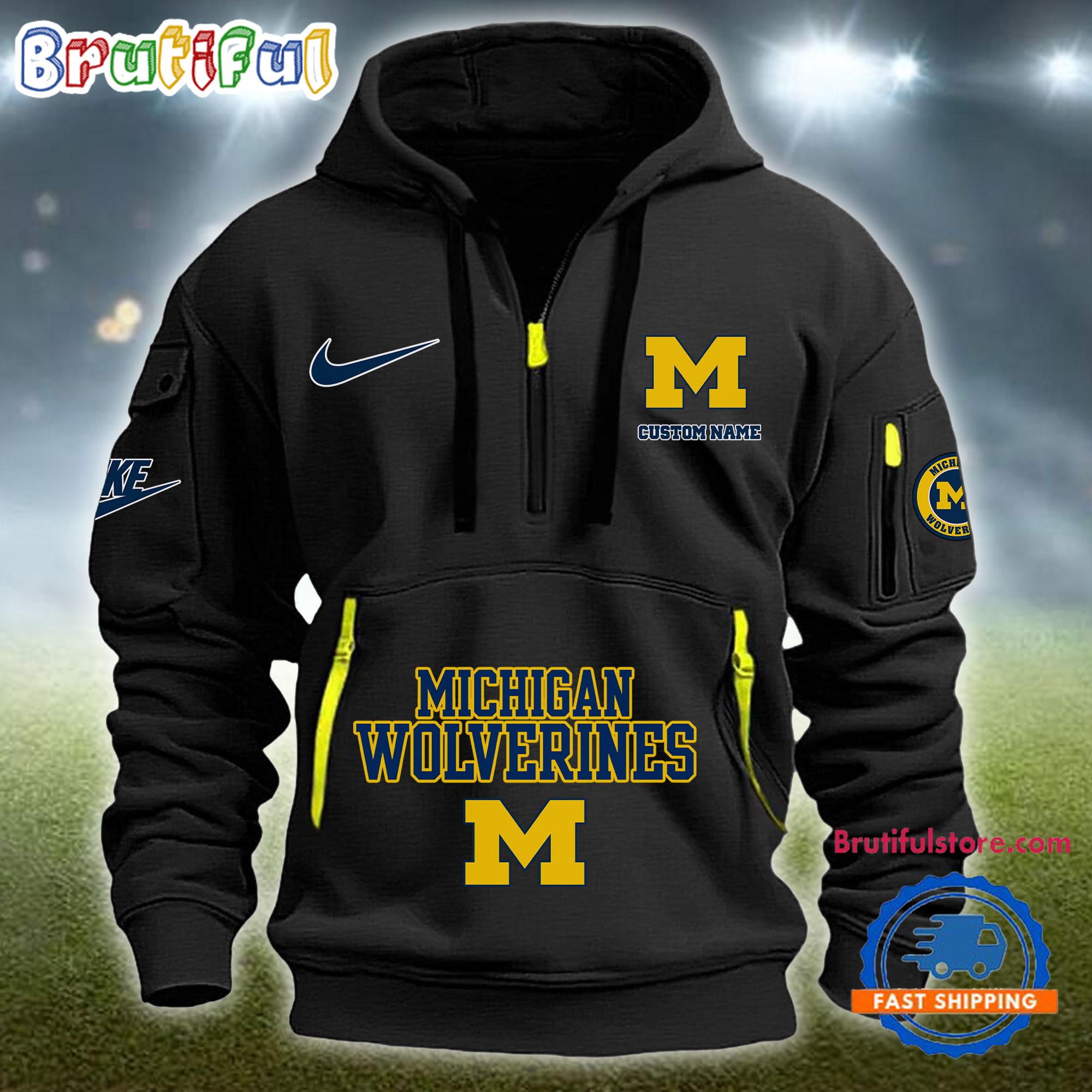 Sportswearmerch Michigan Wolverines NCAA Half Zip Hoodie For Fan