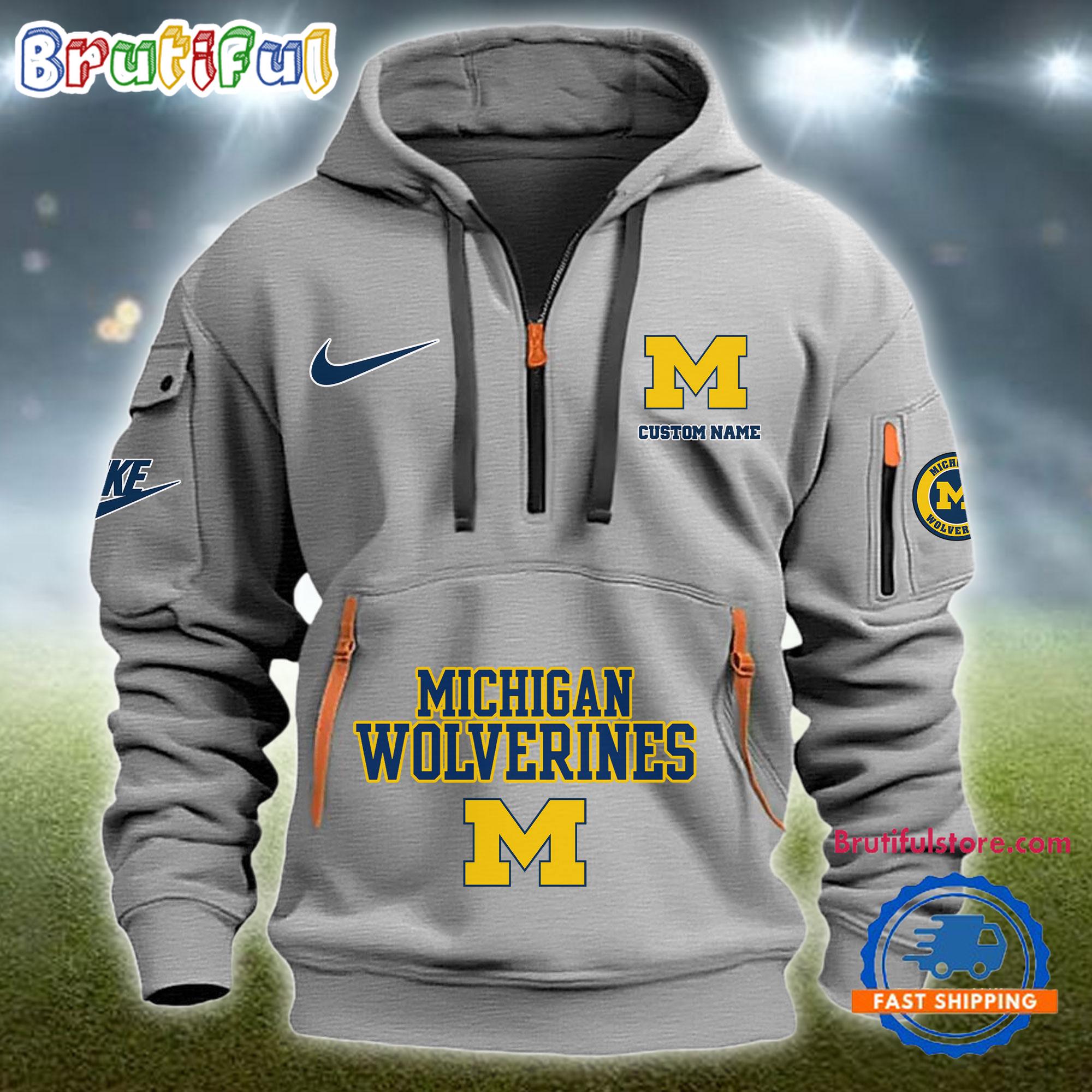 Sportswearmerch Michigan Wolverines NCAA Half Zip Hoodie For Fan