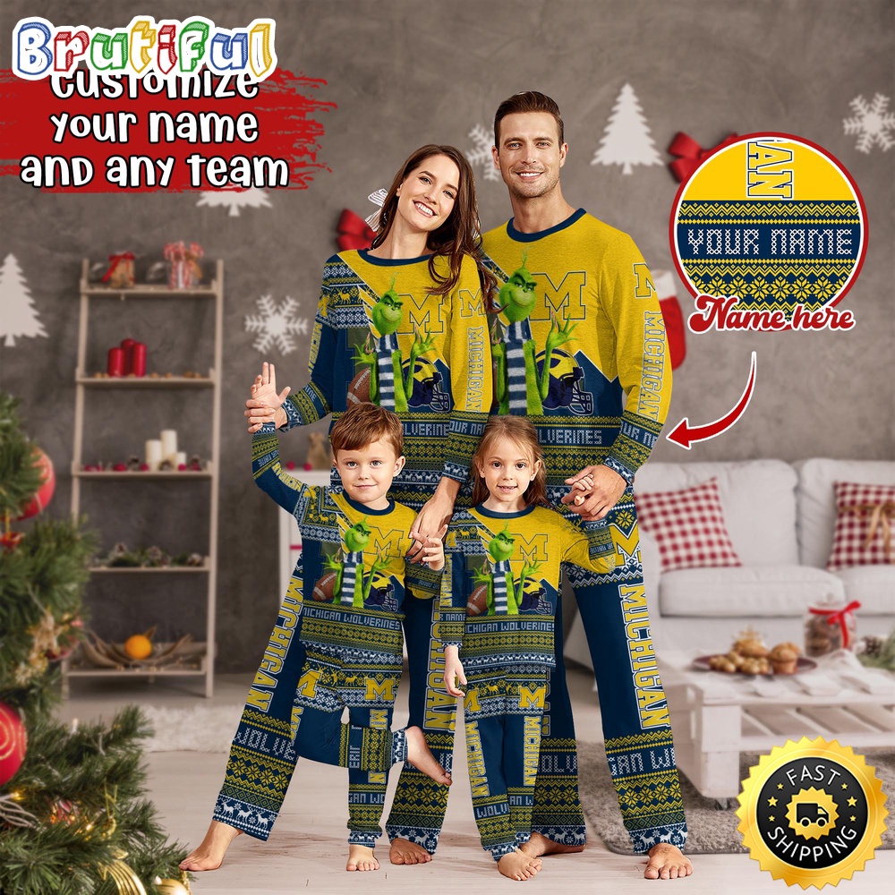 Sportswearmerch Michigan Wolverines NCAA Personalized Pajamas Family For Fan