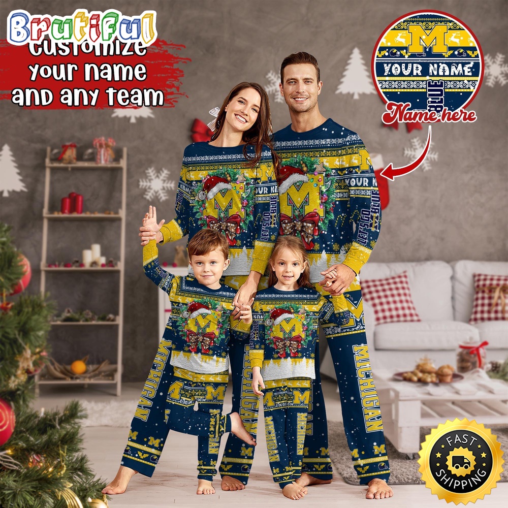 Sportswearmerch Michigan Wolverines NCAA Personalized Pajamas Family For Fan