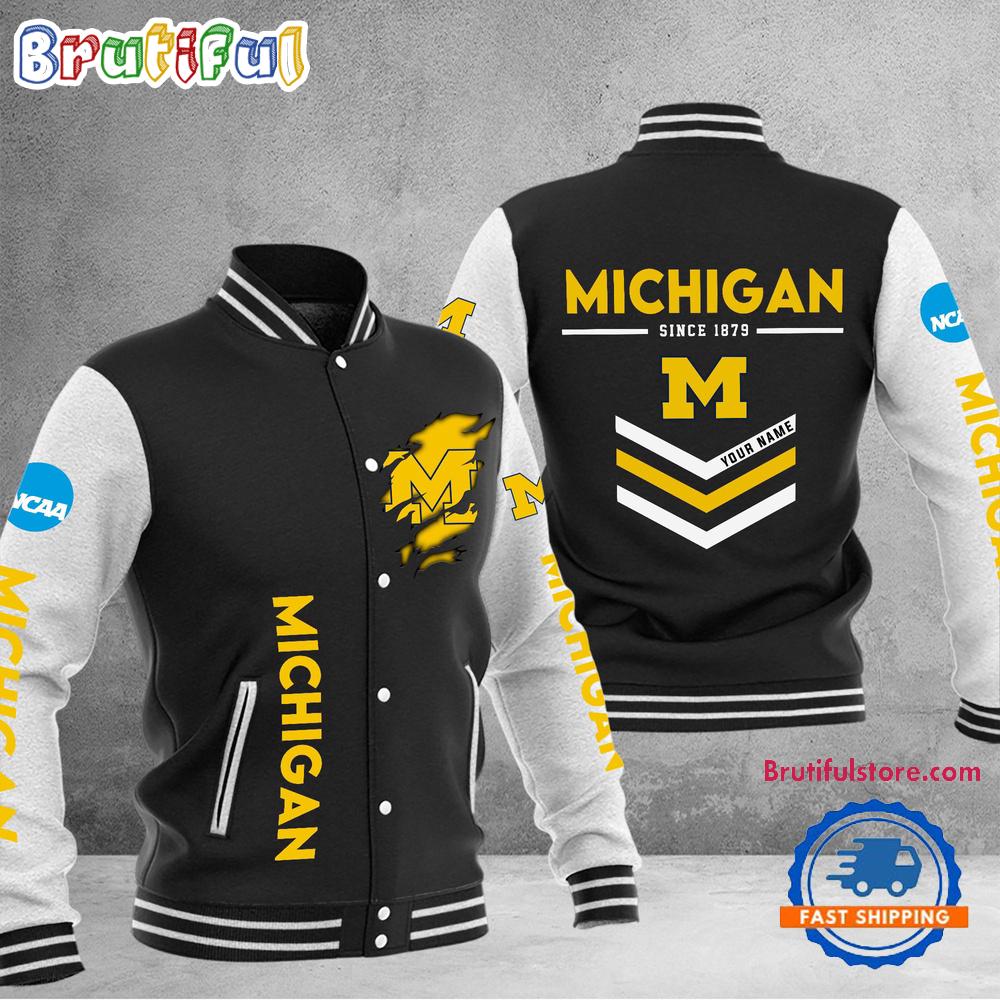 Sportswearmerch Michigan Wolverines NCAA Personalized Personalized Baseball Jacket For Fan
