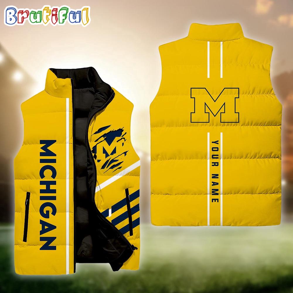 Sportswearmerch Michigan Wolverines NCAA Personalized Sleeveless Down Puffer Jacket For Fan