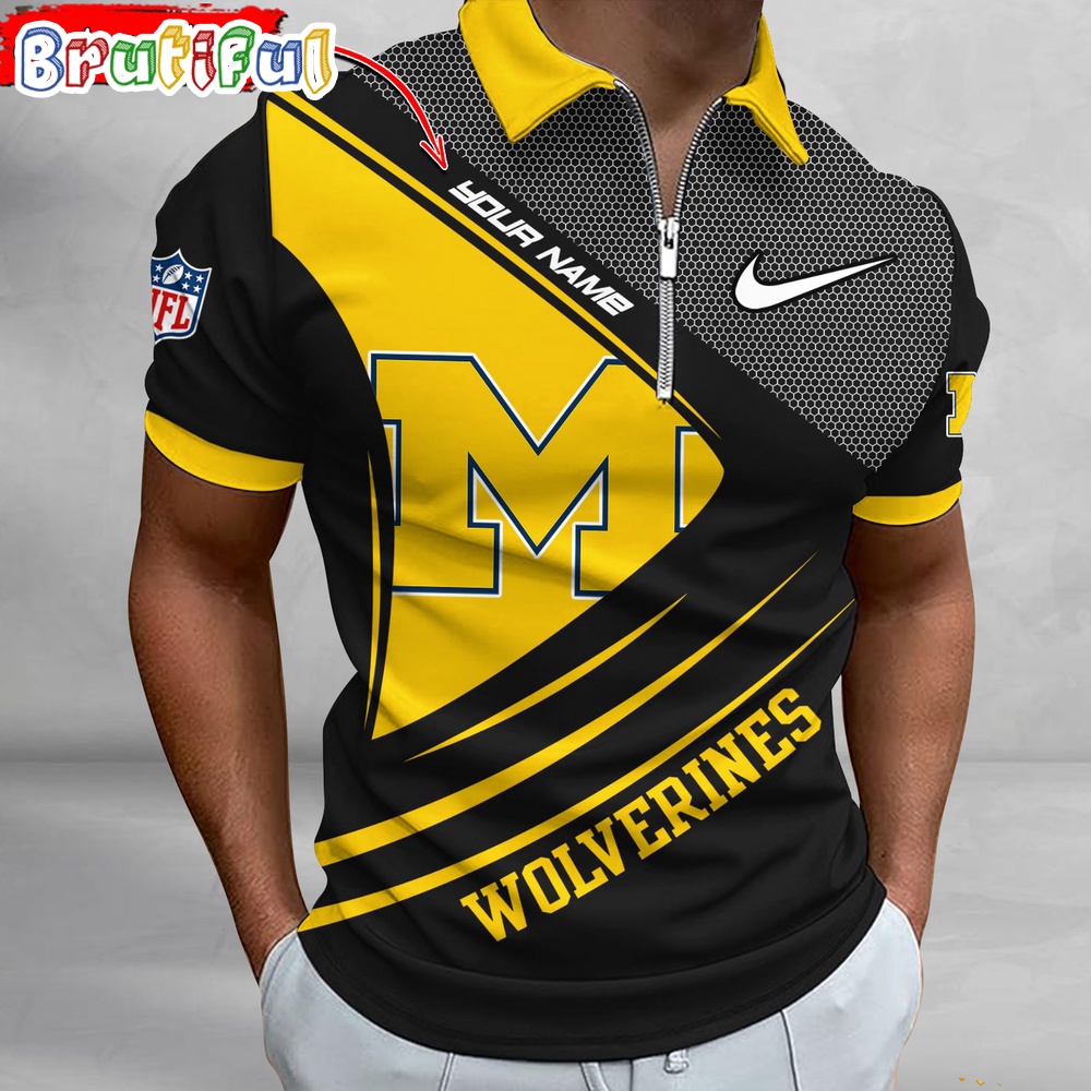 Sportswearmerch Michigan Wolverines NCAA Personalized Zip Polo Shirt For Fan