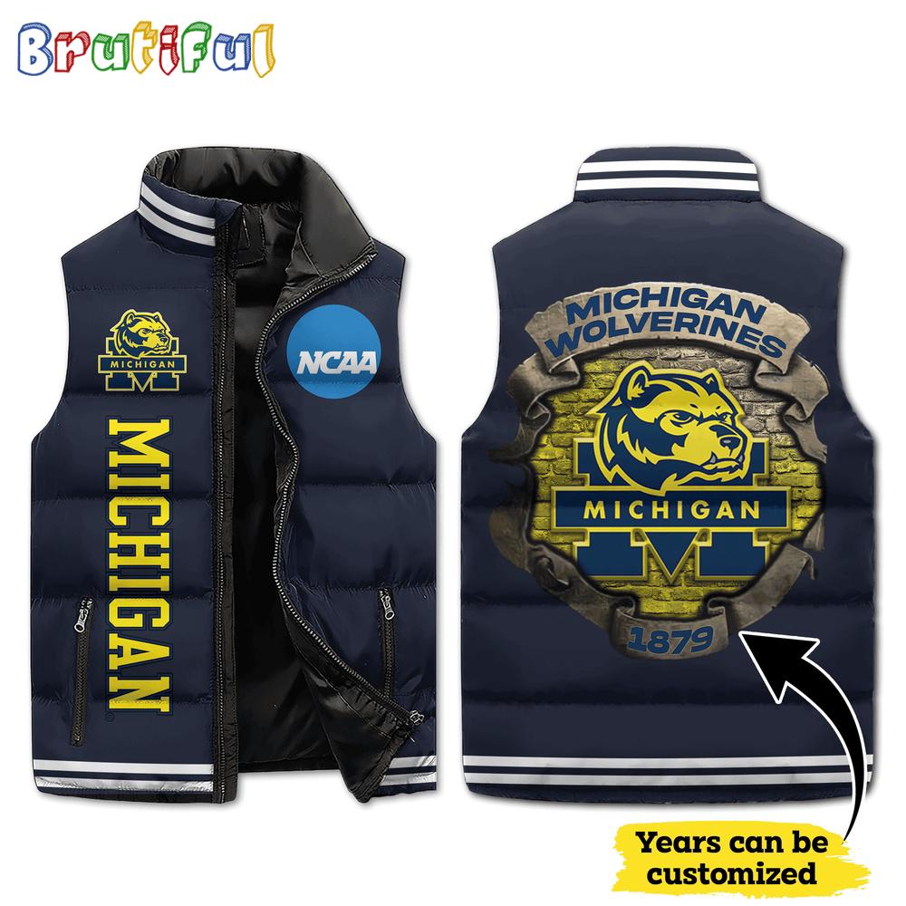 Sportswearmerch Michigan Wolverines NCAA Sleeveless Puffer Jacket For Fan