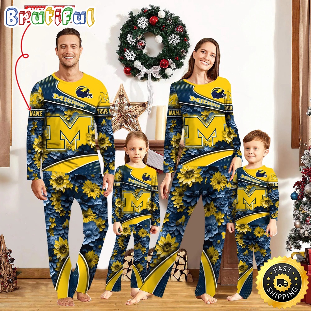 Sportswearmerch Michigan Wolverines NCAA Sport Fans Personalized Pajamas Family For Fan