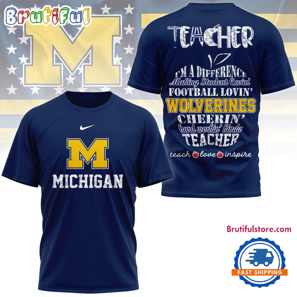 Sportswearmerch Michigan Wolverines NCAA Teacher Teach Love Inspire T-Shirt For Fan
