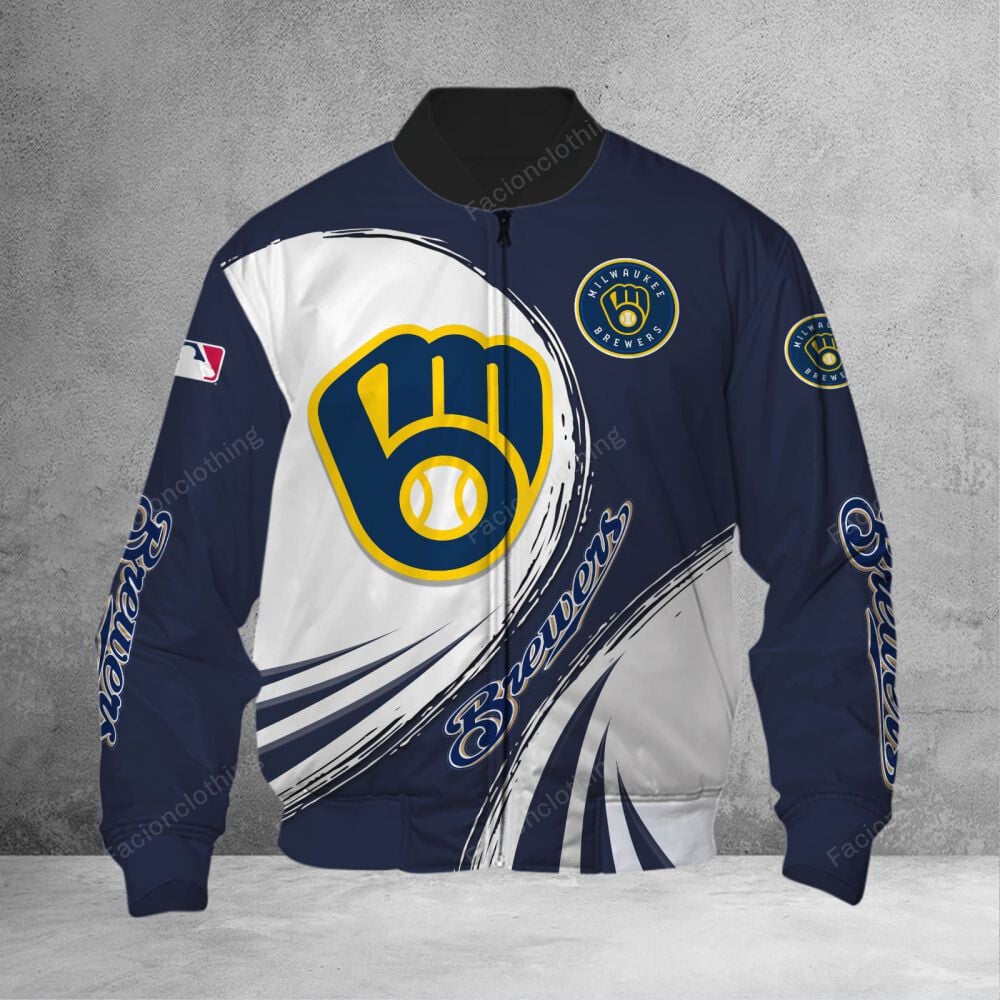 Sportswearmerch Milwaukee Brewers MLB Personalized Bomber Jacket For Fan