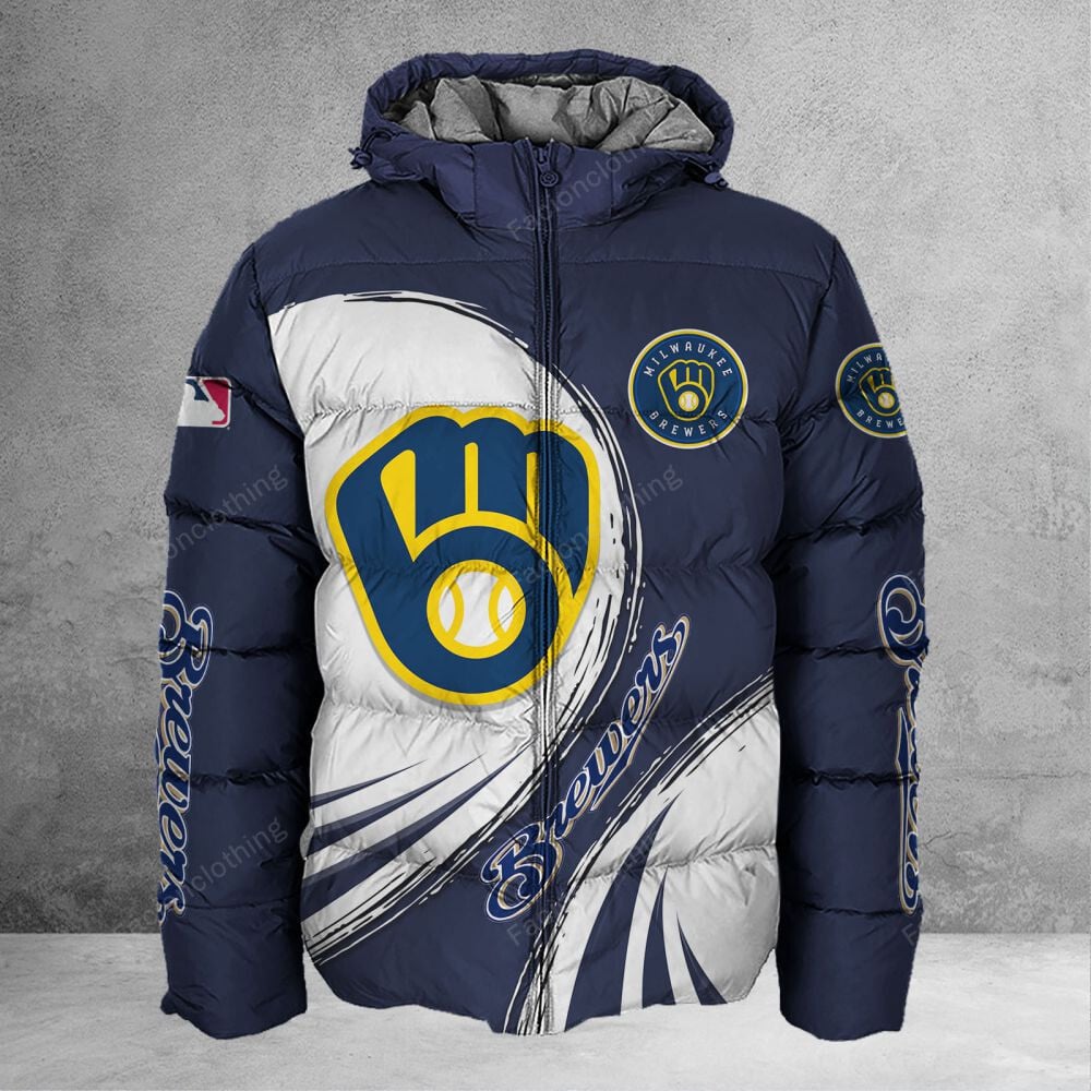Sportswearmerch Milwaukee Brewers MLB Personalized Puffer Jacket For Fan