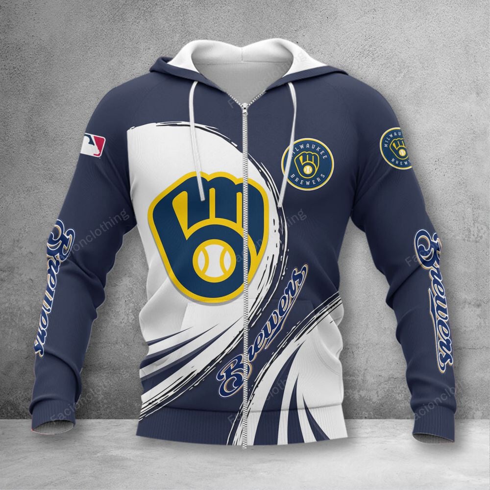 Sportswearmerch Milwaukee Brewers MLB Personalized Zip Hoodie For Fan