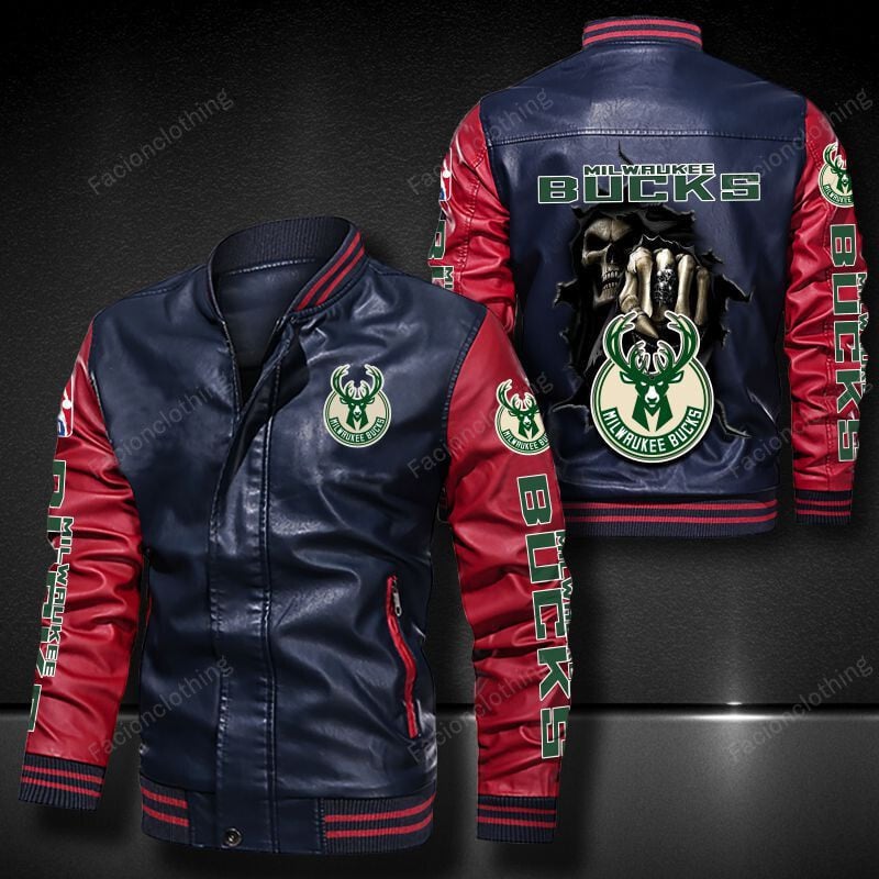 Sportswearmerch Milwaukee Bucks NBA Personalized Leather Bomber For Fan