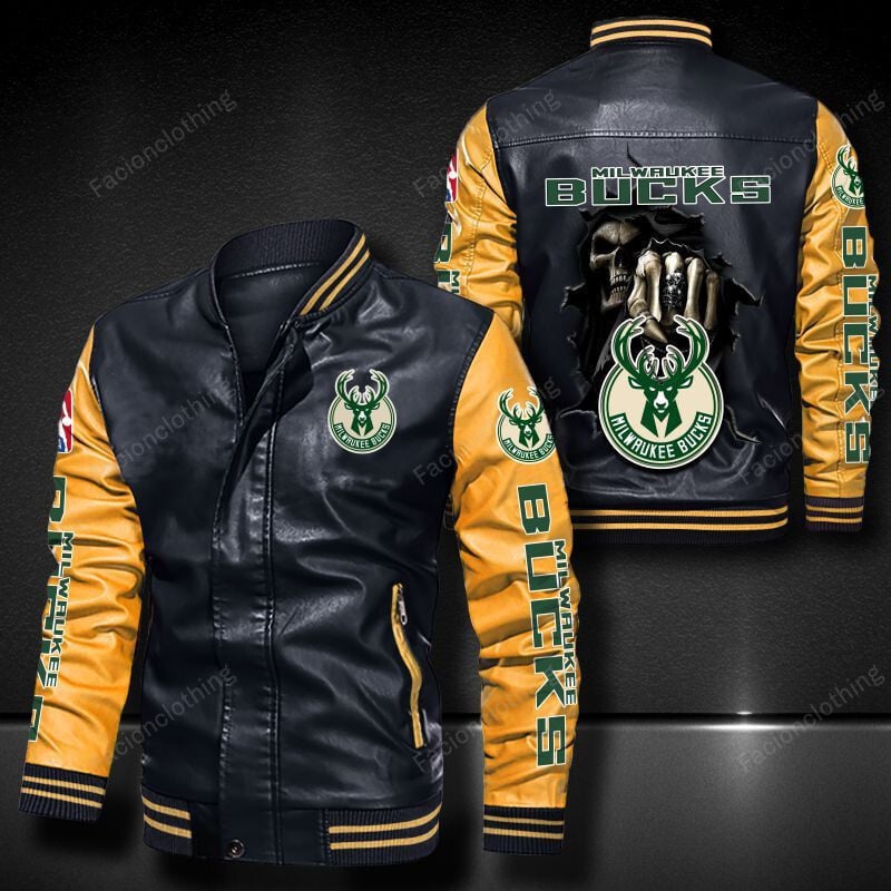Sportswearmerch Milwaukee Bucks NBA Personalized Leather Bomber For Fan