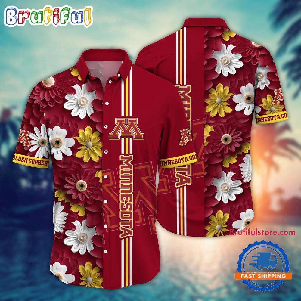 Sportswearmerch Minnesota Golden Gophers NCAA Flower Summer Personalized Hawaiian Shirt For Fan