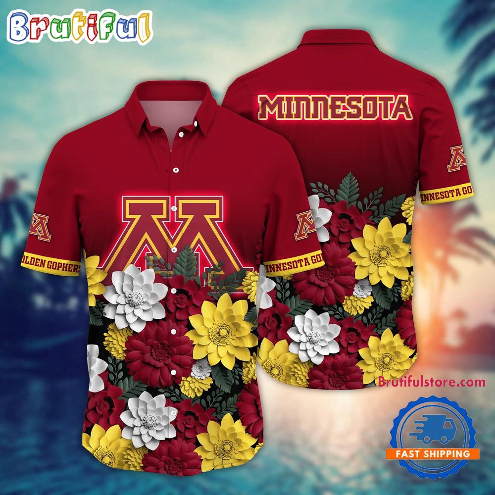 Sportswearmerch Minnesota Golden Gophers NCAA Flower Tropical Summer Beach Hawaiian Shirt For Fan