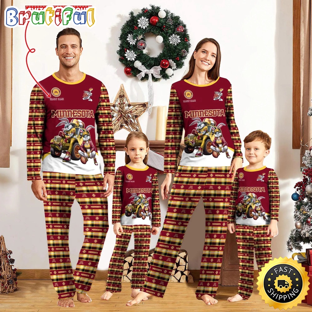 Sportswearmerch Minnesota Golden Gophers NCAA Personalized Pajamas Family For Fan