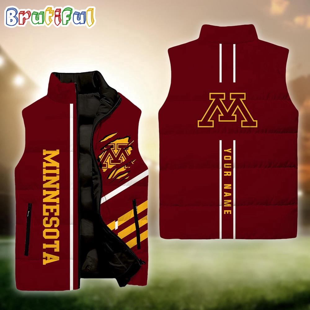 Sportswearmerch Minnesota Golden Gophers NCAA Personalized Sleeveless Down Puffer Jacket For Fan