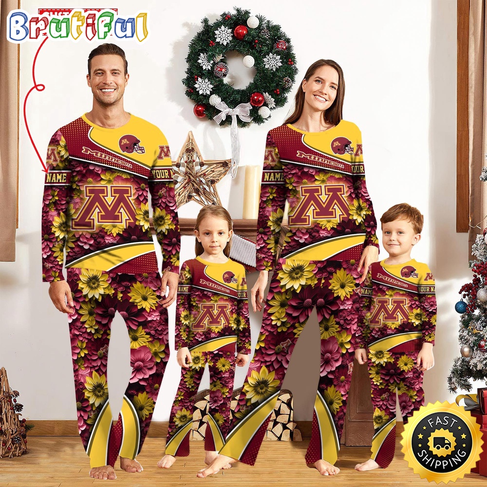 Sportswearmerch Minnesota Golden Gophers NCAA Sport Fans Personalized Pajamas Family For Fan