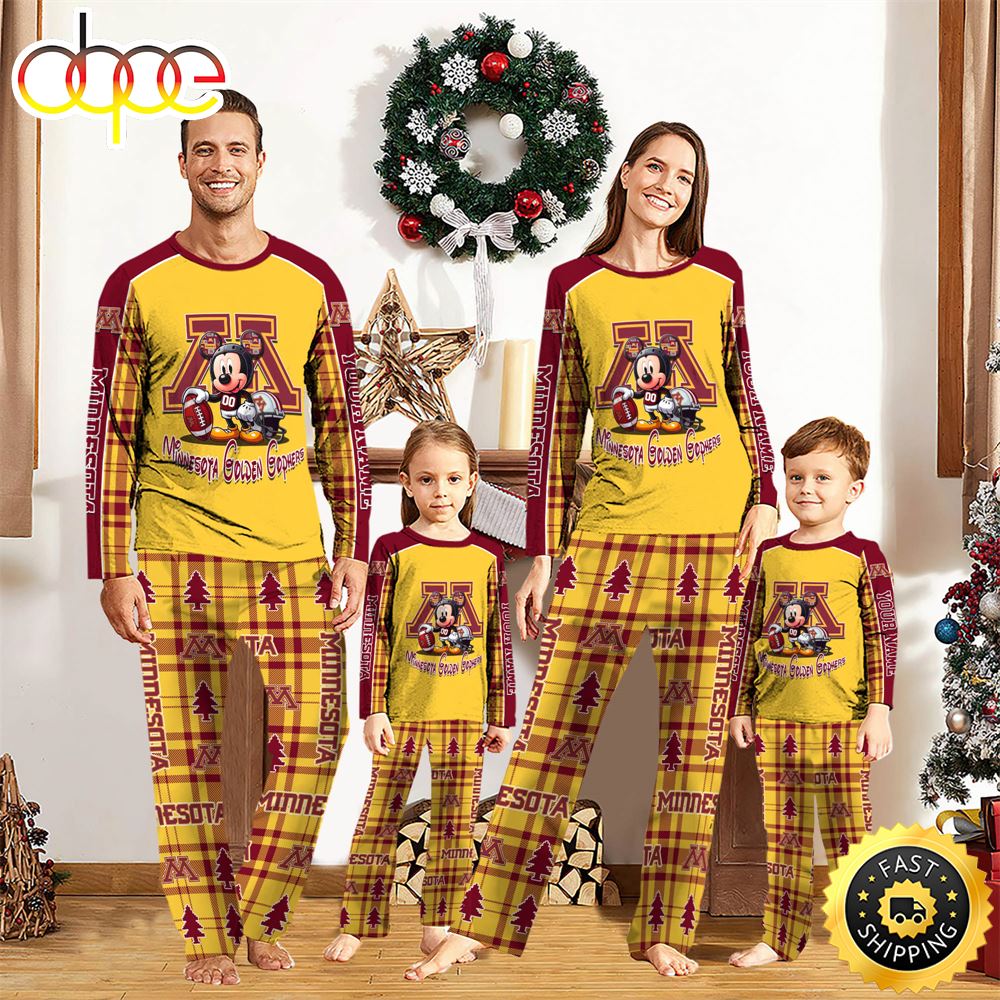 Sportswearmerch Minnesota Golden Gophers NCAA x Mickey Mouse Personalized Pajamas Family For Fan