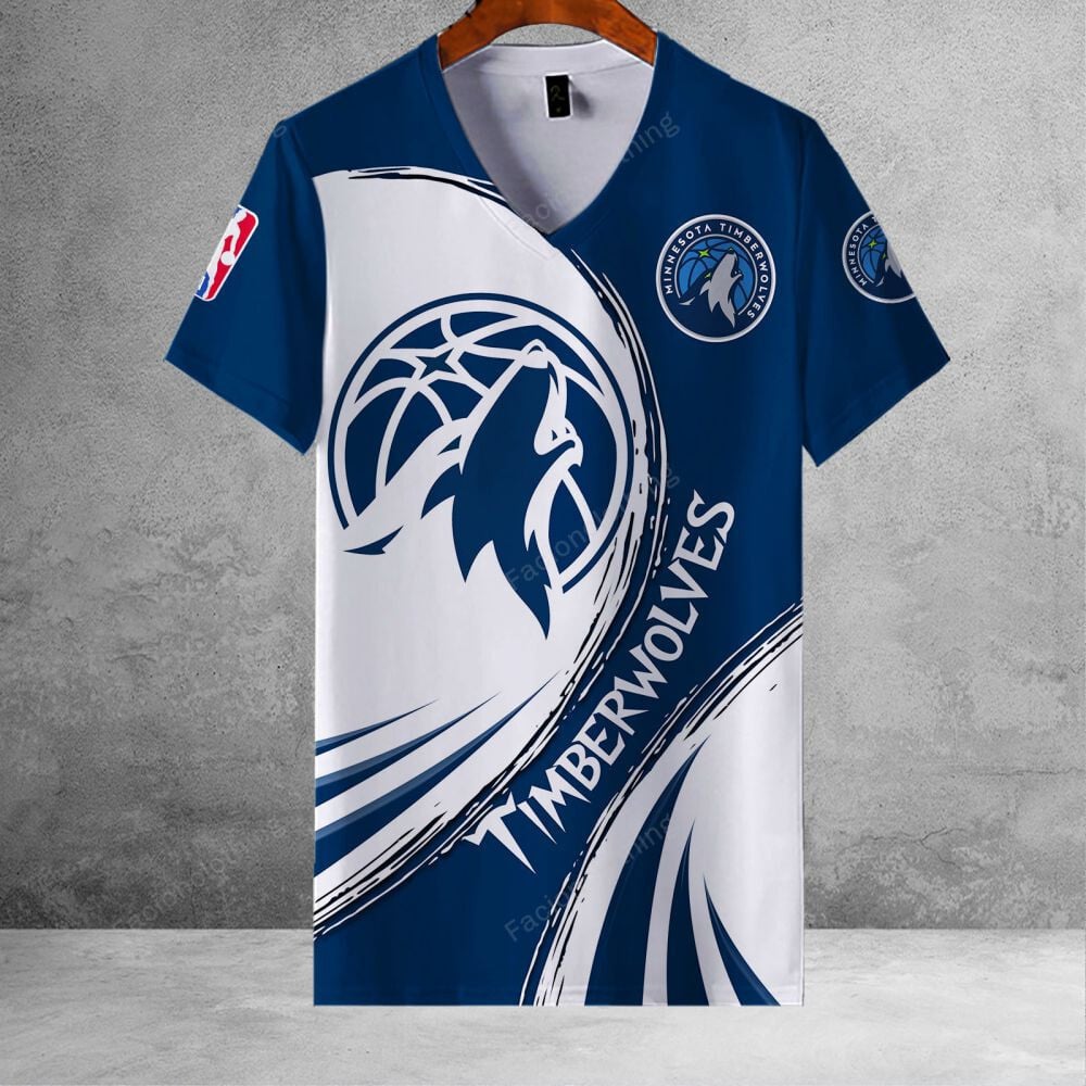 Sportswearmerch Minnesota Timberwolves NBA Personalized V-neck Women T-shirt For Fan