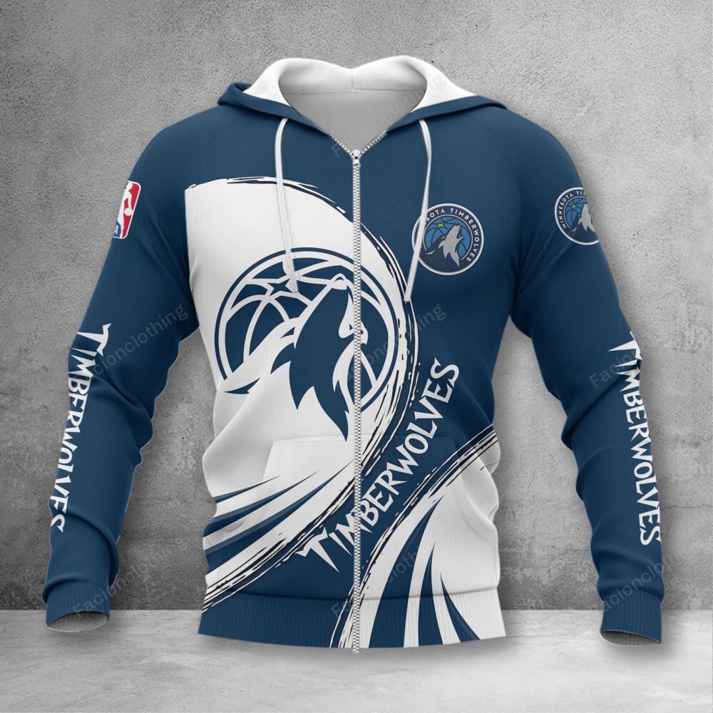 Sportswearmerch Minnesota Timberwolves NBA Personalized Zip Hoodie For Fan