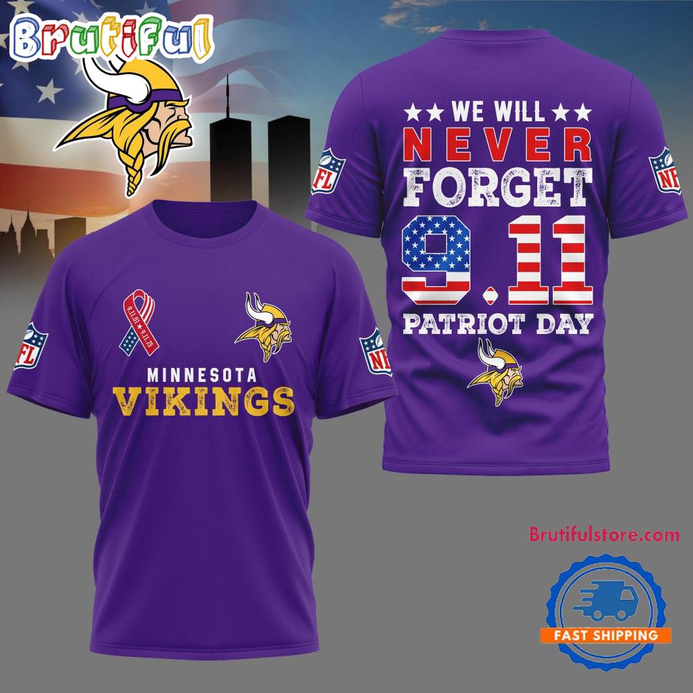 Sportswearmerch Minnesota Vikings NFL And We Will Never Forget 9 11 Patriot Day T-Shirt For Fan