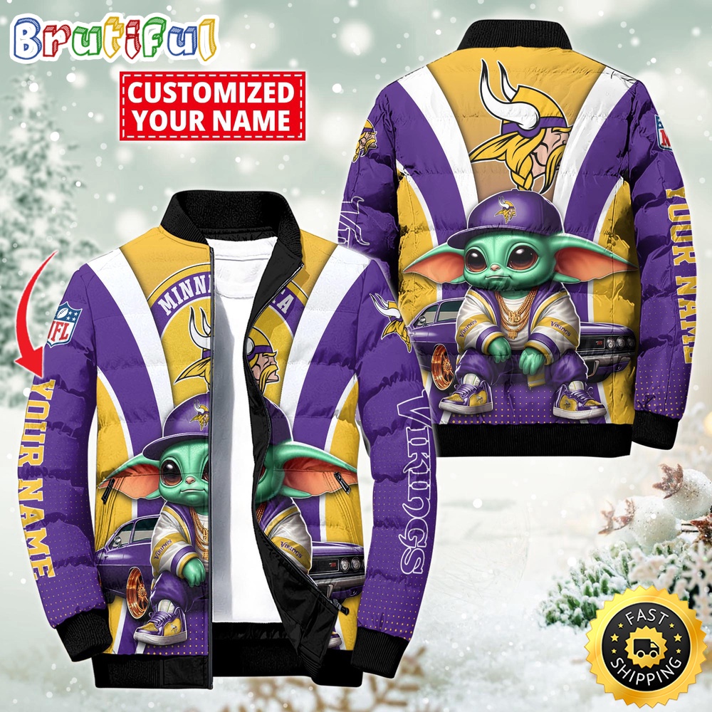 Sportswearmerch Minnesota Vikings NFL Baby Yoda Puffer Jacket For Fan