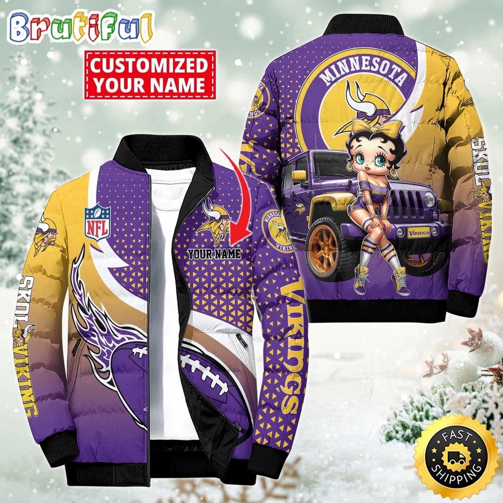 Sportswearmerch Minnesota Vikings NFL Betty Boop Puffer Jacket For Fan
