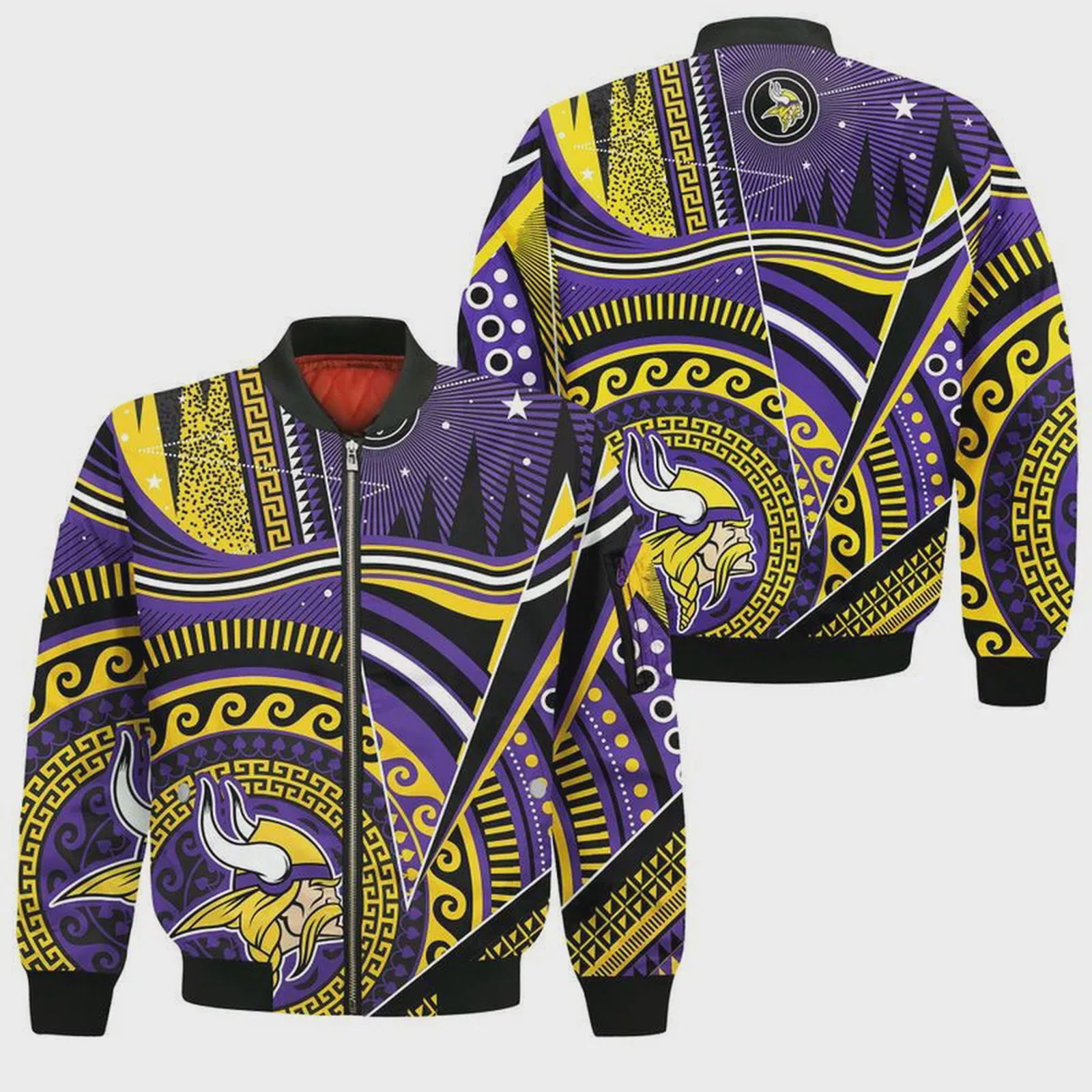 Sportswearmerch Minnesota Vikings NFL Bohemian Pattern Bomber Jacket For Fan