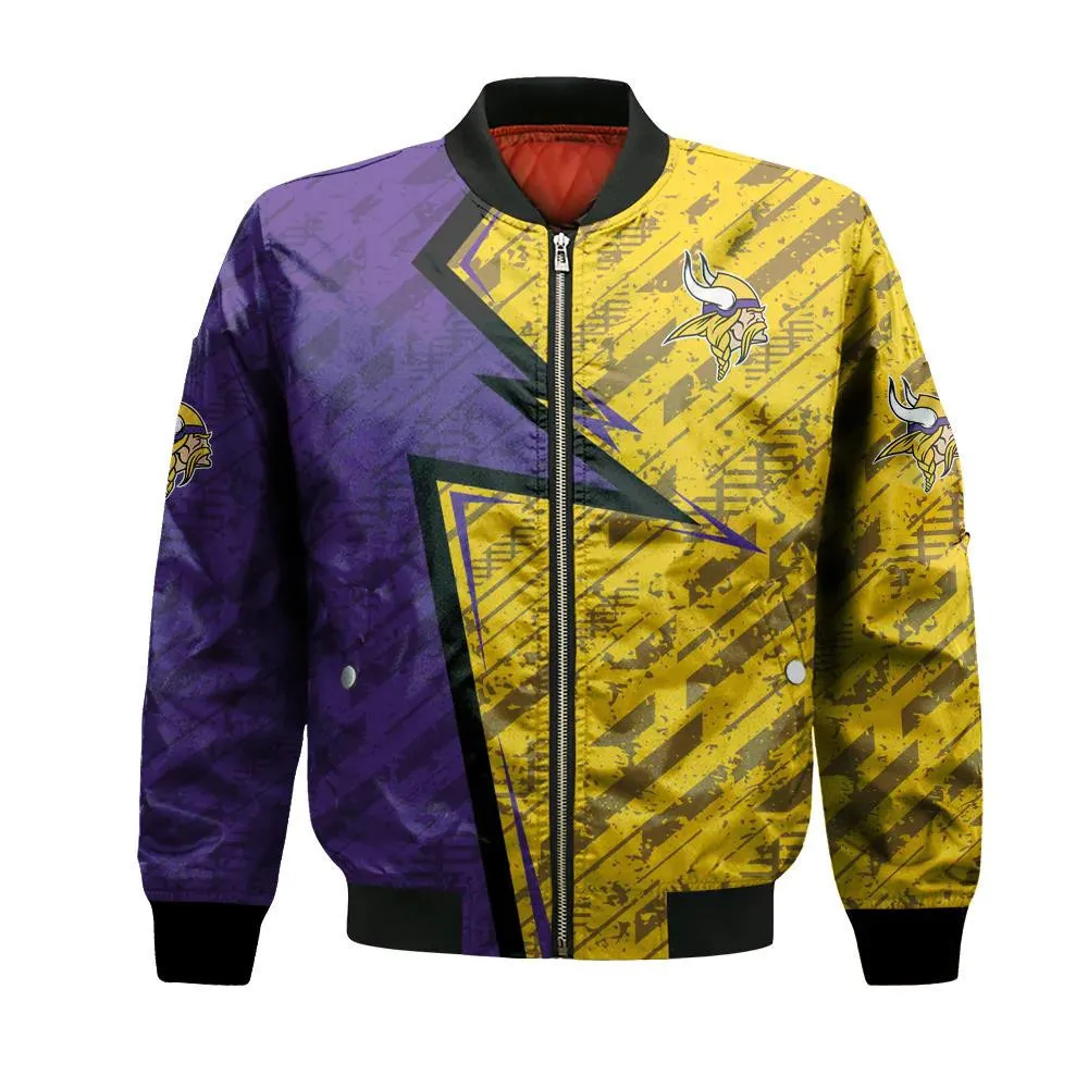 Sportswearmerch Minnesota Vikings NFL Bomber Jacket Abstract Pattern For Fan