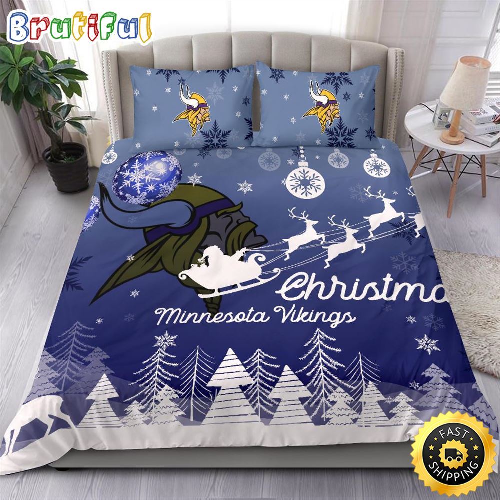 Sportswearmerch Minnesota Vikings NFL Christmas Bedding Sets For Fan