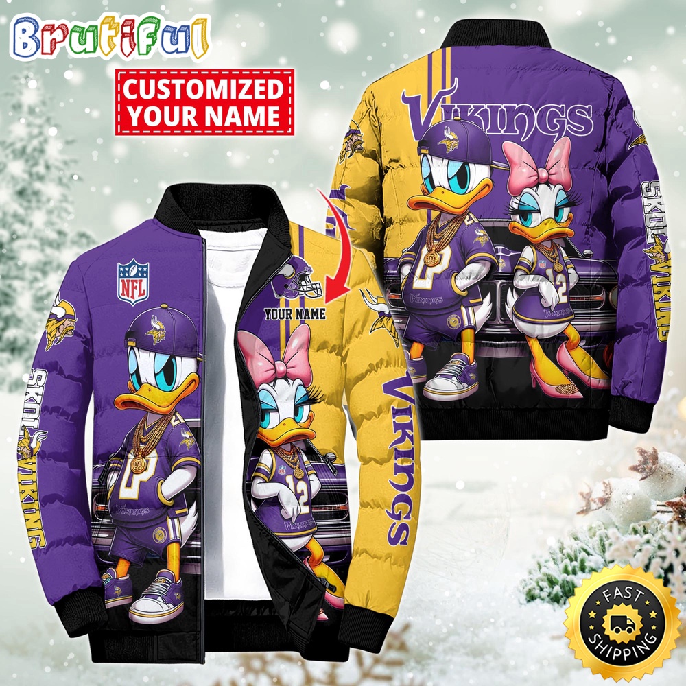 Sportswearmerch Minnesota Vikings NFL Donald Duck Puffer Jacket For Fan