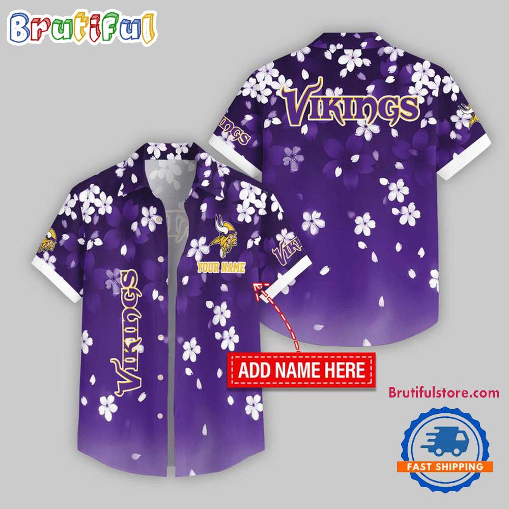 Sportswearmerch Minnesota Vikings NFL Five-petaled Flower Pattern Personalized Hawaiian Shirt For Fan