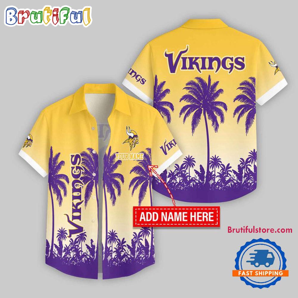 Sportswearmerch Minnesota Vikings NFL Flower Palm Tree Summer Personalized Hawaiian Shirt For Fan