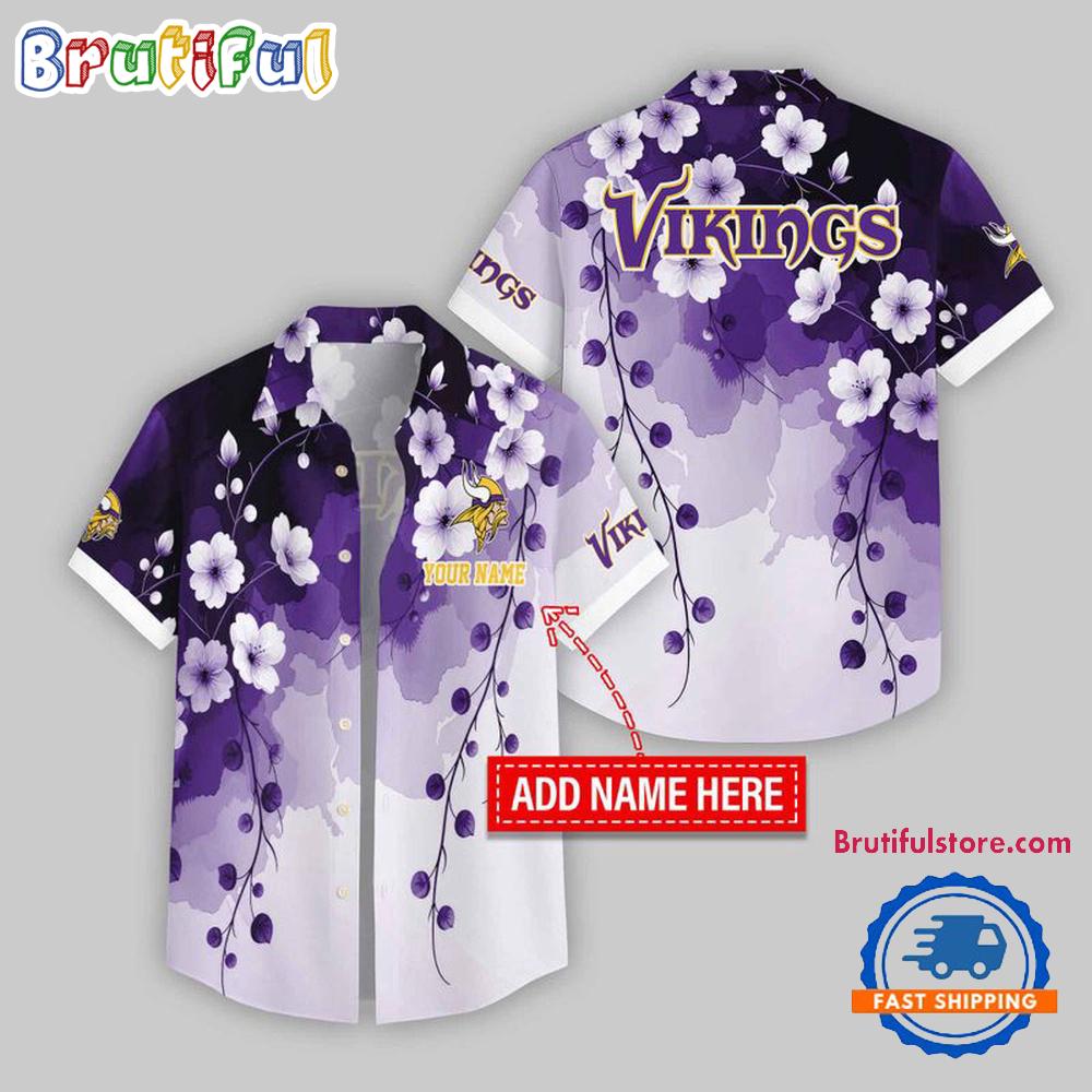 Sportswearmerch Minnesota Vikings NFL Flower Pattern Trendy Summer Personalized Hawaiian Shirt For Fan