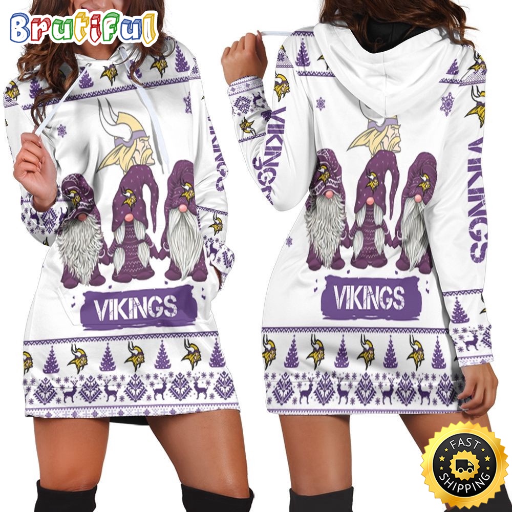 Sportswearmerch Minnesota Vikings NFL Gnomes Hoodie Dress For Fan