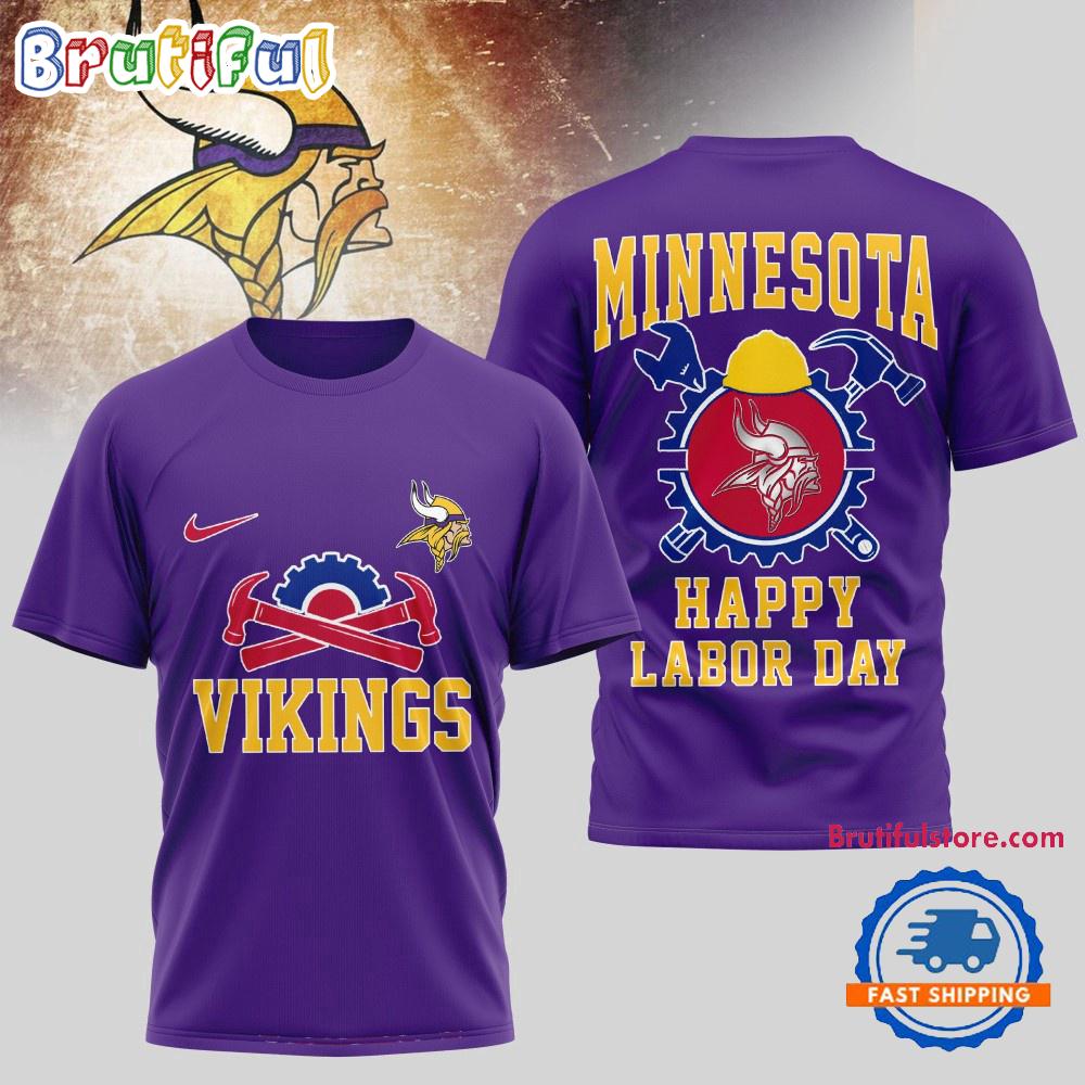 Sportswearmerch Minnesota Vikings NFL Happy Labor Day 2025 Uniesx 3D Shirt For Fan